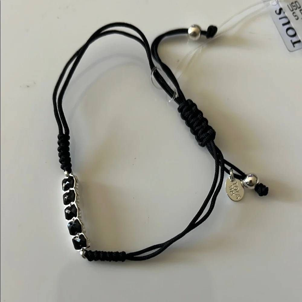 Tous Black Cord Bracelet with Silver Accents - Picture 1 of 3